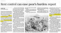 剪報圖片：SCMP - Rent control can ease poor's burden: report 
