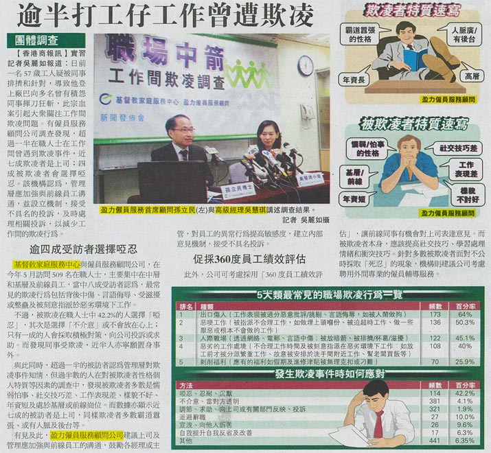 剪報：商報 - 逾半打工仔工作曾遭欺凌