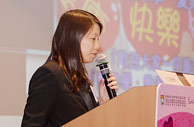 圖片：本會服務總監(家庭及社區)彭淑玲女士分享「『齊來學．愛家』計劃－策動社區領袖合作以強化社區支援網及鄰里關係」