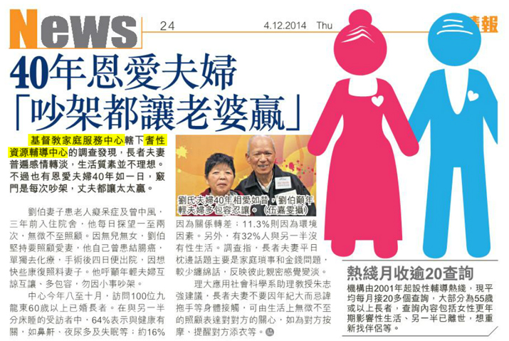 晴報: 40年恩愛夫婦 「吵架都讓老婆贏」