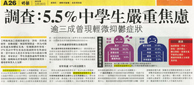 明報 – 調查: 5.5％中學生嚴重焦慮 逾三成曾現輕微抑鬱症狀