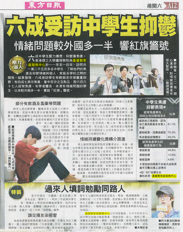 圖片: 六成受訪中學生抑鬱